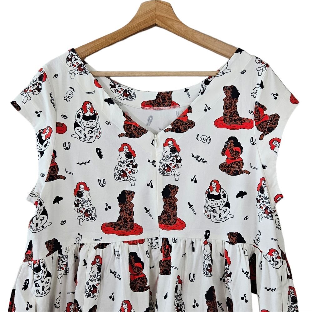 Cutting Shapes x Art Brat Comics The Send Nudes Plus Size Pin Up Dress NWT 18/20 - Picture 6 of 10
